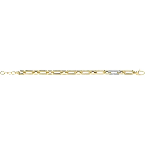 9ct Yellow Gold Hollow Bracelet With Cz Link 10.20g